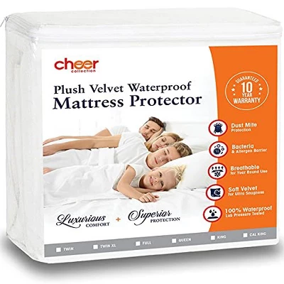 Cheer Collection Velvet Plush Waterproof Mattress Protector - Image 2