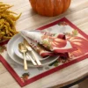 Swaying Leaves Bordered Fall Placemat, Set Of 4 - 13" X 19" - Red/White - Elrene Home Fashions