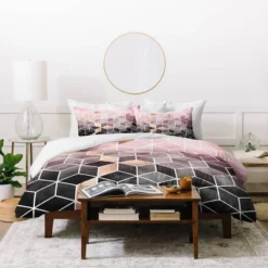 Elisabeth Fredriksson Gradient Cubes Duvet Set Pink - Deny Designs