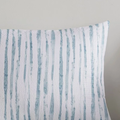 4pc Full/Queen Brush Stroke Oversized Reversible Seersucker Comforter Set Blue - N Natori - Image 4