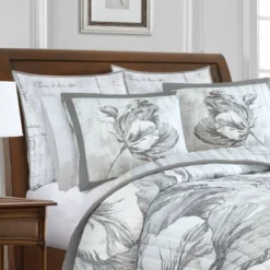 Standard Merian Tulip Sham Gray/White - New York Botanical Garden