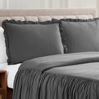 Sweet Home Collection | Microfiber Ruffled Bedspread & Sham Set - Image 2