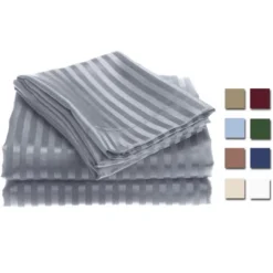 1800 Series Embossed Striped Wrinkle Resistant Sheet 4pc Set