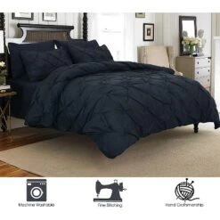 Elegant Comfort Luxury Premium Hotel Quality Pintuck Design 3-Piece Duvet Cover Set With Shams