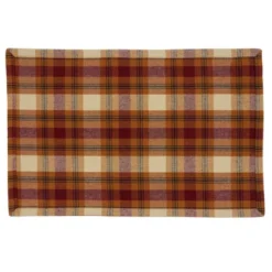 Saro Lifestyle Plaid Placemat, 13"x19" Oblong, Rust (Set Of 4)