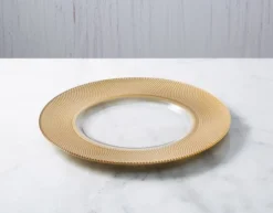 Classic Touch Set Of 4 Glass Chargers With Gold Dotted Border - 13"D