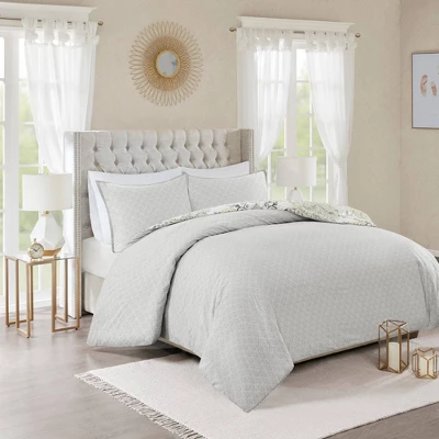 Madison Park 3pc Lian Cotton Floral Printed Reversible Duvet Cover Set - Image 5