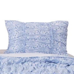 Helena Ruffle Whimsical Cotton Pillow Sham Blue By Greenland Home Fashion