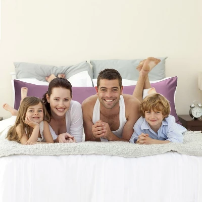 2 Pcs Body 20"x54" Satin Silky For Hair And Skin Pillowcase Mauve - PiccoCasa - Image 2