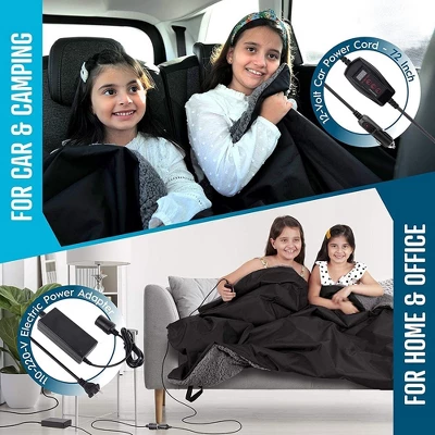 Zone Tech Faux Shearling Fleece Travel Blanket 2 Pack Grey Soft Plush Warm Fuzzy Automotive Cover 59"x43" Great For Winter Home Office And Camping - Image 4