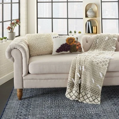 12"x20" Harvest Sunflower Throw Pillow White - Mina Victory - Image 3