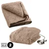 Heated Blanket 2-Pack - USB-Powered Throw Blankets For Travel, Home, Office, Or Camping – Winter Car Accessories By Stalwart (Natural)