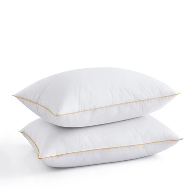 Puredown White Down Feather Bed Pillows With 300TC 100% Cotton Cover Set Of 2 - Image 2