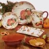 16" X 6.5" Earthenware Harvest Splash Serving Tray With Handles Orange - Certified International