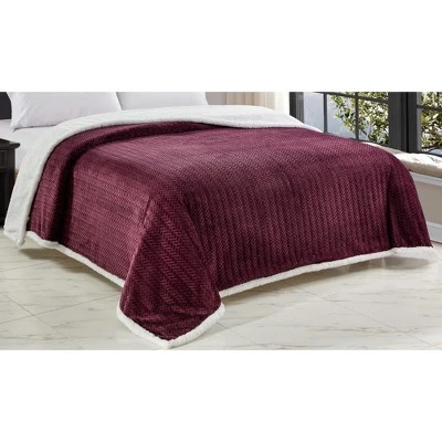 Jacquard Microplush Soft Premium Microplush Braided Blanket Plum By Plazatex - Image 4