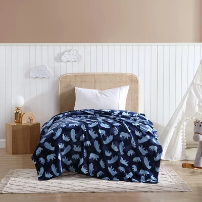 Eddie Bauer Camp Camo Bear Flannel Fleece - Blanket, Blue- Full/Queen - Image 5