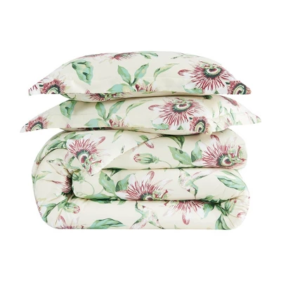 Southshore Fine Living Passiflora 300 Thread-Count 100% Cotton Sateen Floral Duvet Cover Set - Image 4