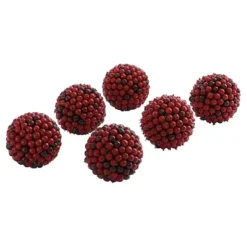 Nearly Natural Set Of 6 Red Berry Ball Red (5")