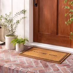 Welcome Home Coir Doormat Tan/Black - Hearth & Handâ„¢ With Magnolia