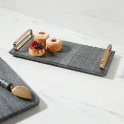 14" X 6" Marble Serving Tray With Handles - Threshold™