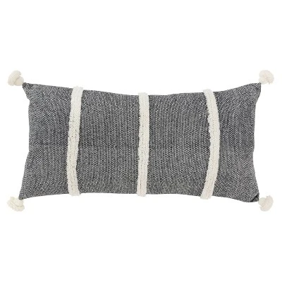 14"x26" Oversized Striped Poly Filled Lumbar Throw Pillow - Rizzy Home - Image 6